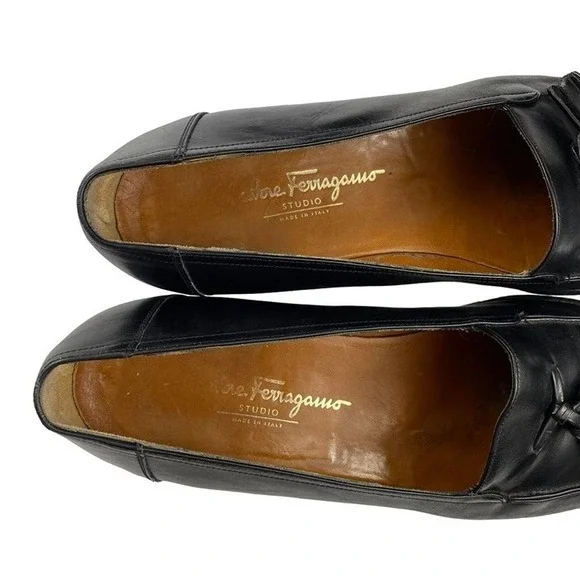 Salvatore Ferragamo Mens  Tramezza Black Leather Punch Cap Toe Lace-up Shoes 11D - Picture 6 of 11